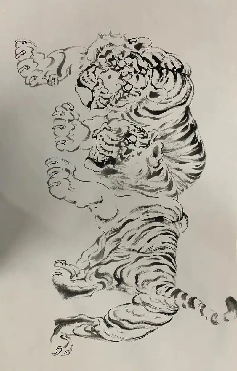 跟我一起学画画 #国画 #水墨写意 #老虎 - 抖音