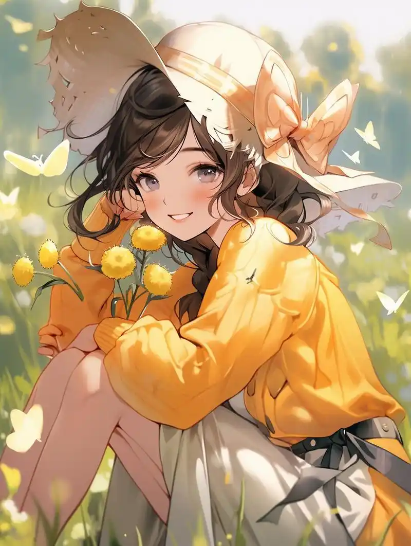 捧花女生头像 | 阳光女孩 | 治愈系头像