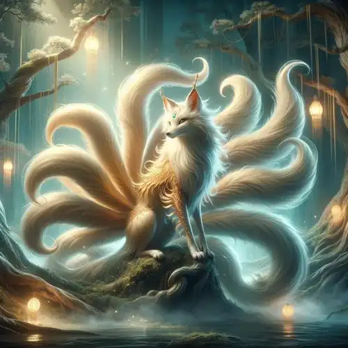 听雨agi 的想法: 每日绘画分享|九尾狐 | dall·e 3创作 br> br>青丘