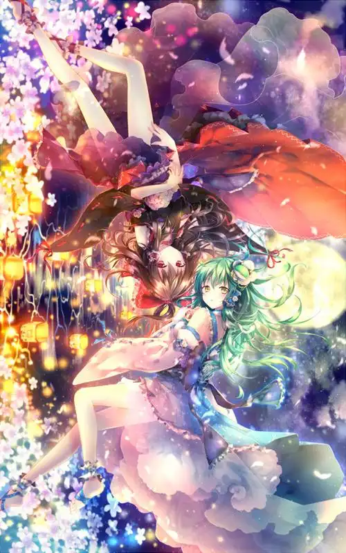 二次元美女动漫东风谷早苗二次元动漫少女东方project博丽灵梦