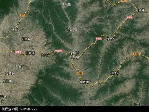 中国山西省临汾市安泽县地图(卫星地图)