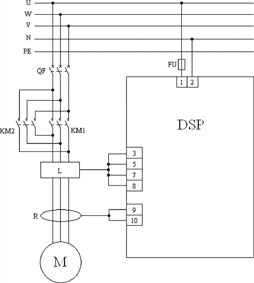 热继型电动机综合器直接启动接线电路