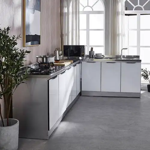 全钢橱柜成品一体组装简易厨房柜子不锈钢灶台水槽柜整体厨柜农村家用