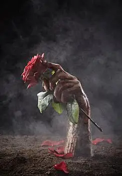 漂亮,玫瑰,男性,脏,手,红玫瑰,可怕