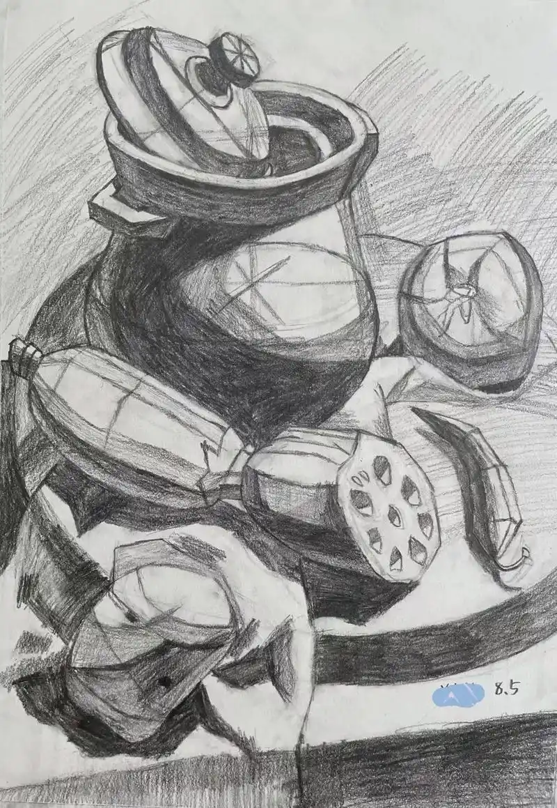 女儿小学素描画 #每天进步一点 #未来的你一定会感谢现在努力 - 抖音