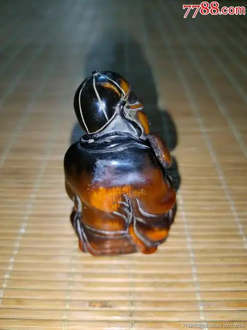 老牛角雕像招财地主手把件摆件挂件