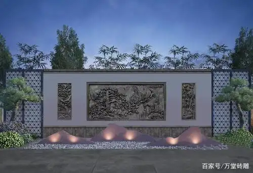 影壁墙背面使用的是和平富贵图,寓意家庭和谐,富贵平安,庭院主人对