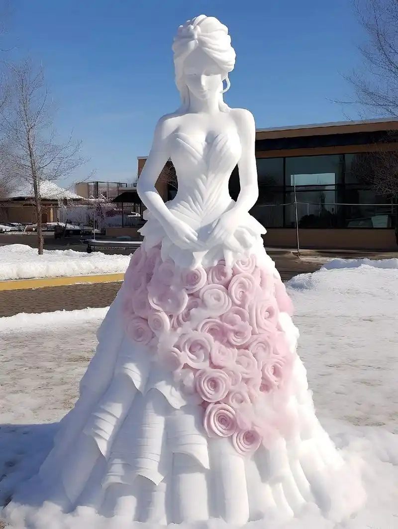 请你看雪美女#用雪堆出绝美的宿命感 #看看谁堆的雪人最逼真  - 抖音