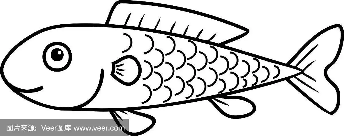 用可爱的卡通鱼填色页