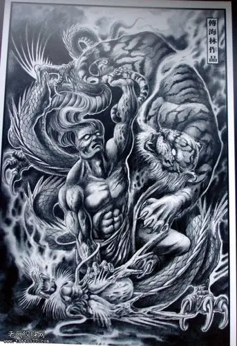 降龙罗汉纹身图案