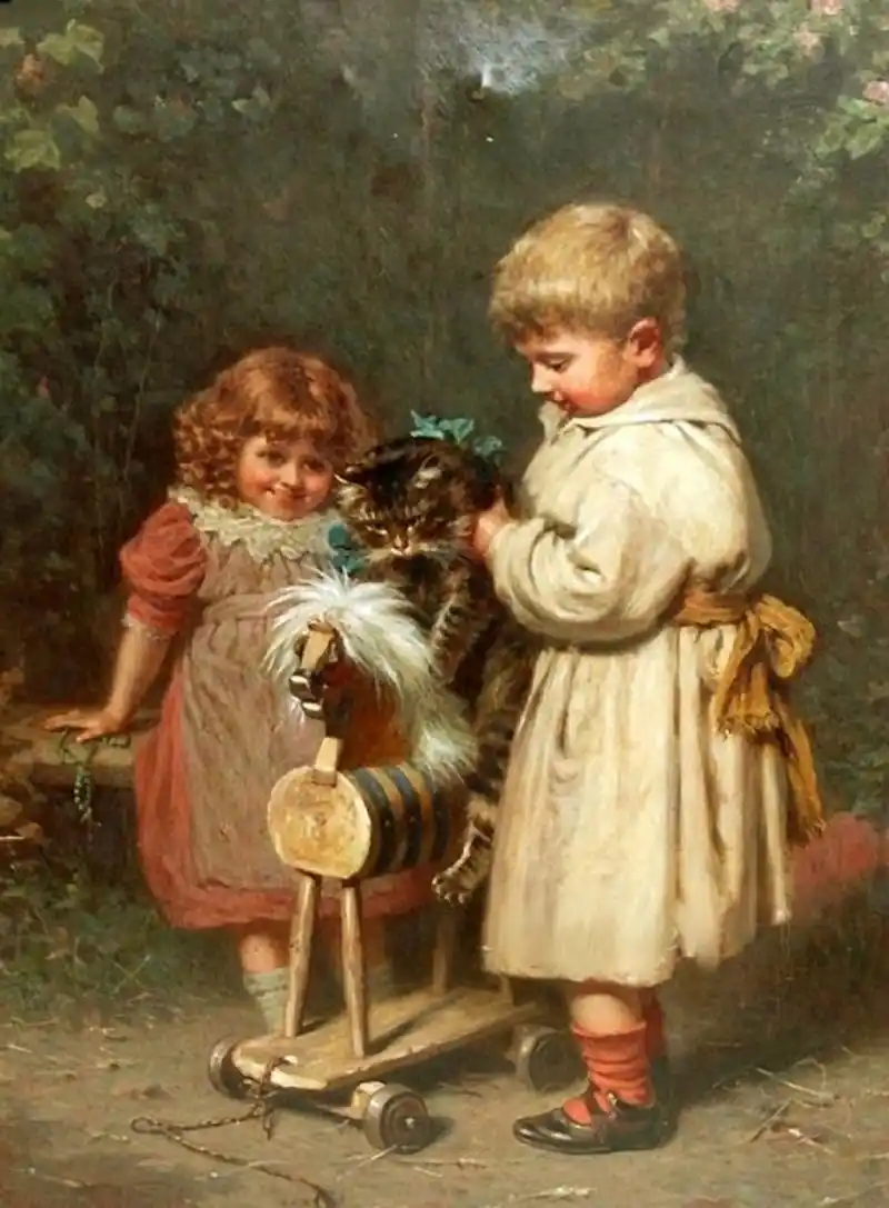 纯纯童真,美美童话,皎皎童心的儿童油画|埃德温·托马斯·罗伯茨