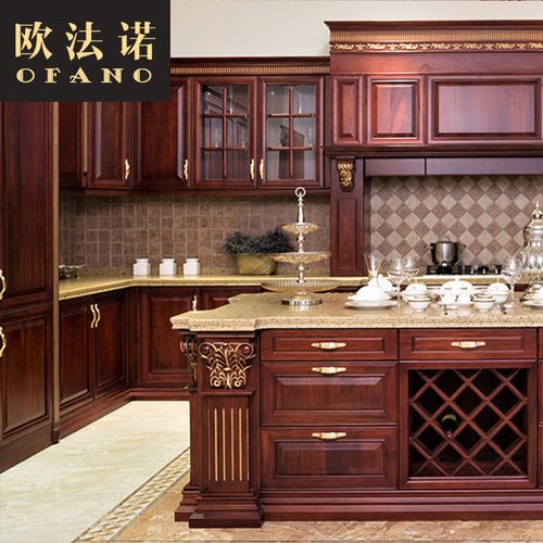 美式实木橱柜定制家庭厨房家具组合套装橱柜整体别墅全屋定制成都