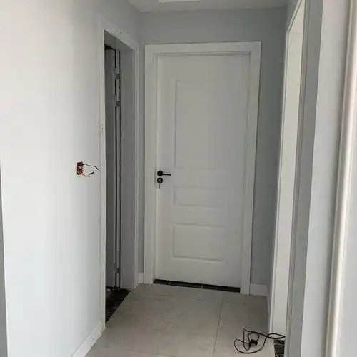 门和踢脚线都是白色的,干干净净很好看.