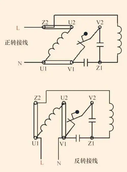 倒顺开关控制双电容单相电机正反转接线图单相双电容电动机接线详解