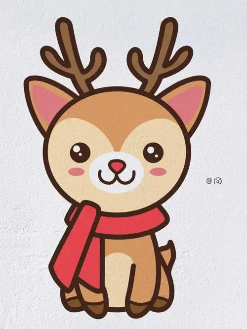 节日简笔画之圣诞节麋鹿内附过程图