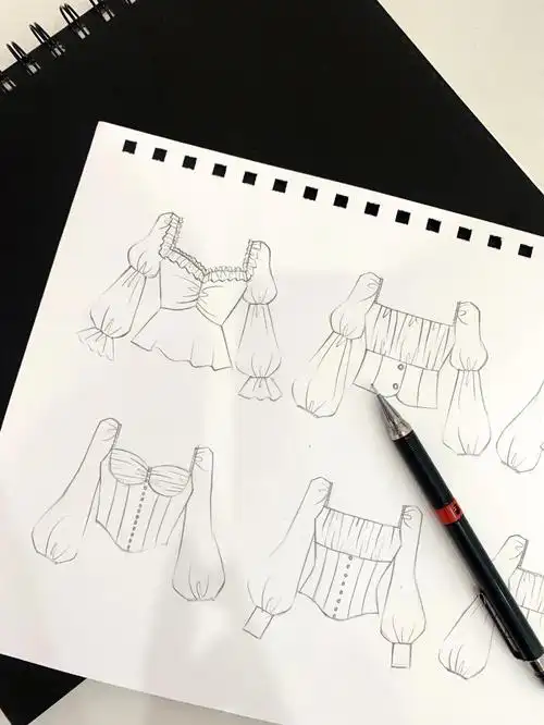 服装设计一组法式小上衣手绘款式图73