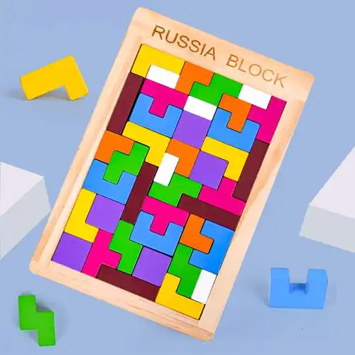 俄罗斯方块积木儿童拼图男女女孩蒙氏早教教益拼图