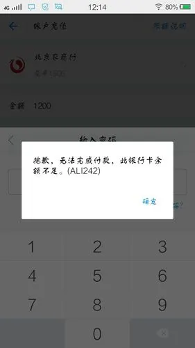银行卡有钱为什么充值支付宝显示余额不足
