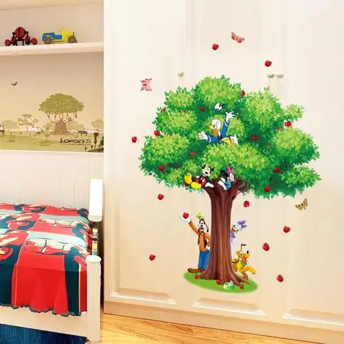 卡通米奇唐老鸭墙贴画超大幼儿园墙面装饰卧室儿童房间装饰树贴纸