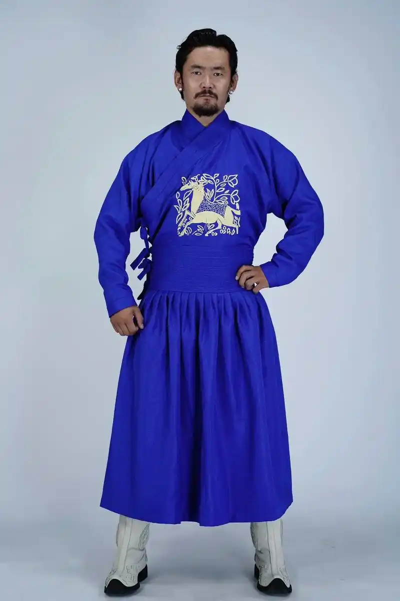 【minu mongol】蒙元时期腰线袍复原 #蓝袍人#元朝 - 抖音