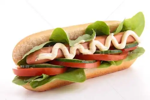 孤立    热狗    肉类    沙拉    西红柿    白 / isolated hotdog