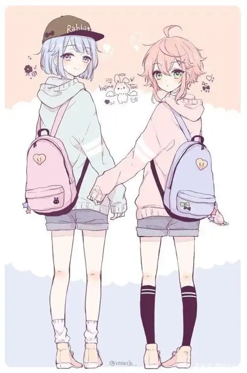 二次元动漫女生闺蜜壁纸