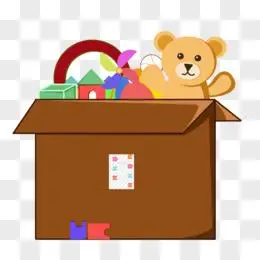 卡通小朋友玩具收纳箱素材