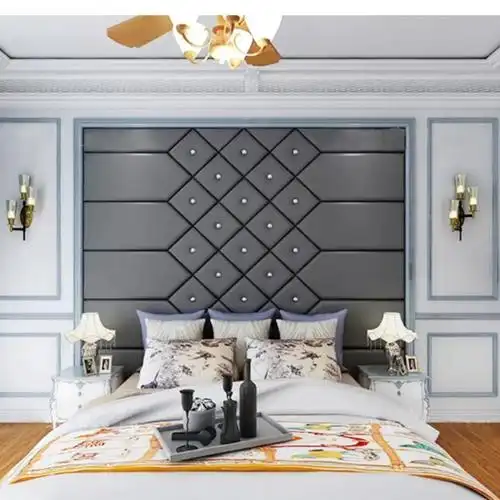 主卧室欧式床头背景墙软包卧室床开屏包房酒店自粘简约墙面硬包