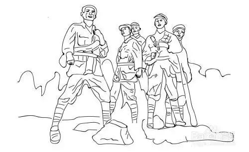 五壮士简笔画怎么画