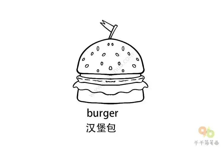 宝宝英文认知汉堡包简笔画