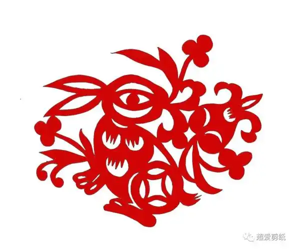 动物纹样剪纸第42节 兔衔石榴