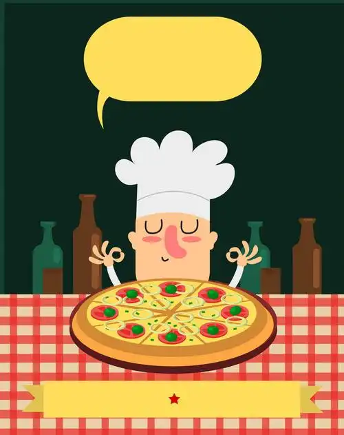 卡通手绘厨师披萨节店促海报背景素材