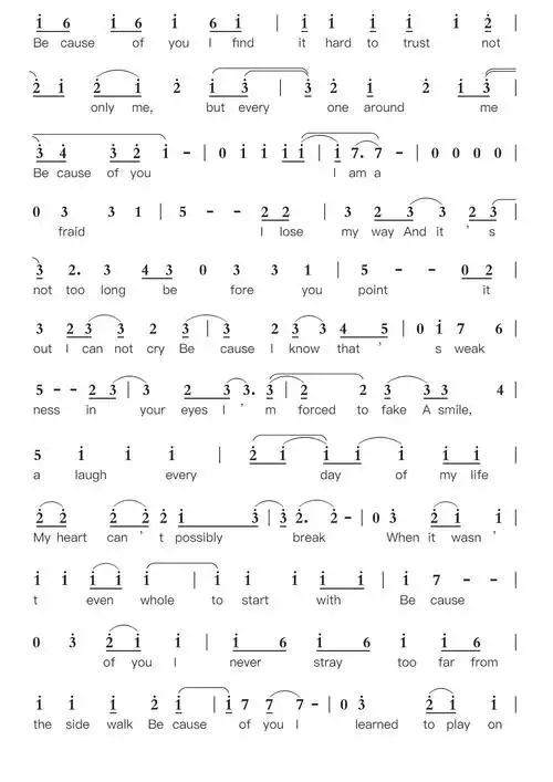 because of you简谱视唱第2页