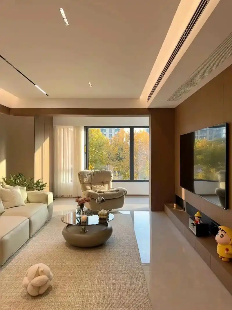 简约装修 , 103平装出了130平的家.客厅通铺瓷砖通刷乳 - 抖音