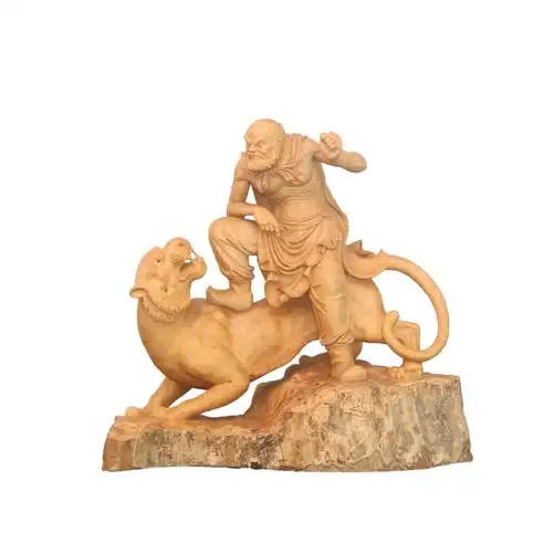 【即拍即得】黄杨木伏虎罗汉 手工雕刻 工艺品摆件 高端好货