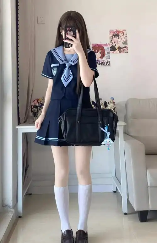 jk制服夏服日系水手服套装学院风水手装短袖衬衫百褶裙两件套装女
