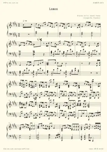 钢琴谱lemon