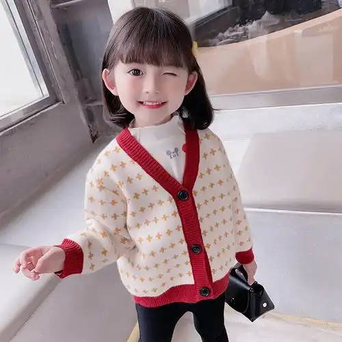 女童针织开衫儿童毛衣春秋一三三岁宝宝秋装毛衣