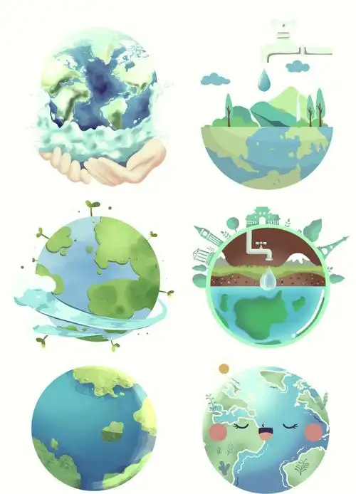 91卡通地球环保png素材