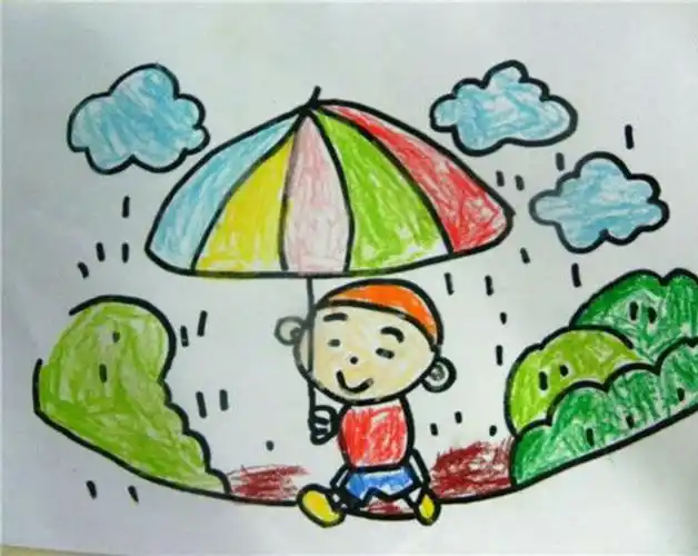 大班美术《下雨了》