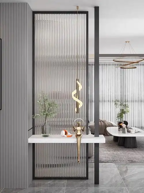 轻奢入户长虹玻璃屏风客厅创意置物玄关隔断