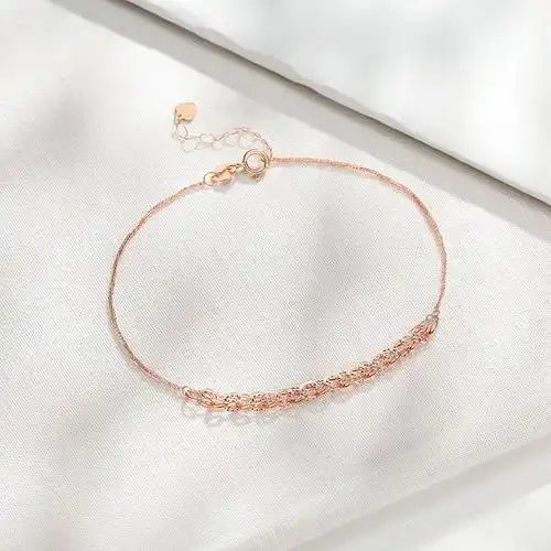 潮宏基光耀红18k金手链玫瑰彩金手饰手绳女款礼物百搭通勤