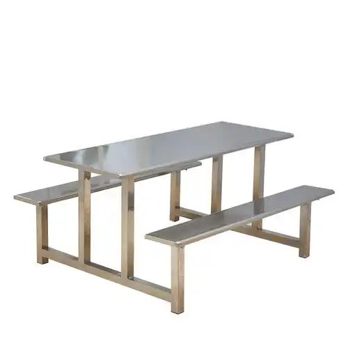 不锈钢学校学生员工食堂餐桌椅工厂小吃店快餐店不锈钢连体餐桌