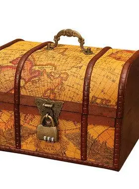 欧式秘密复古存钱玩具藏宝箱带锁百宝神盒海盗宝藏箱子儿童道具箱