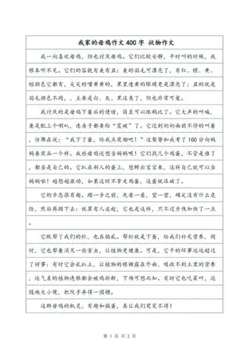 我家的母鸡作文400字状物作文