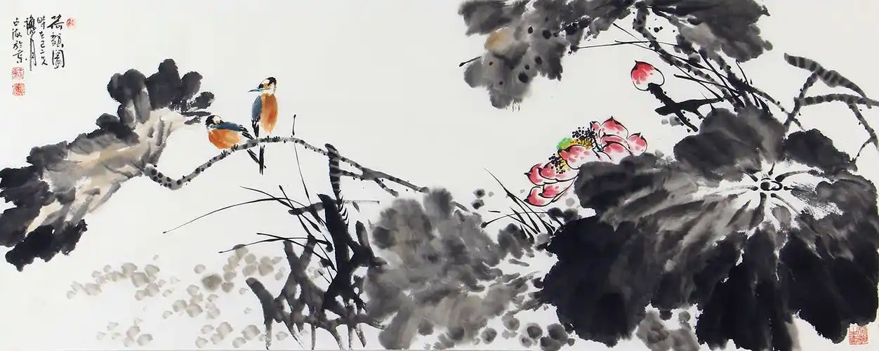 国画荷花图王占海写意荷画佳作荷韵图