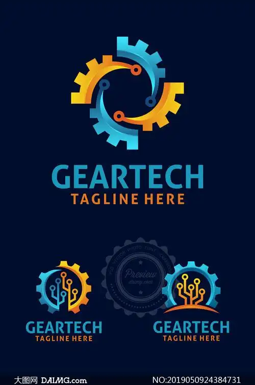 立体质感效果齿轮标志创意矢量素材