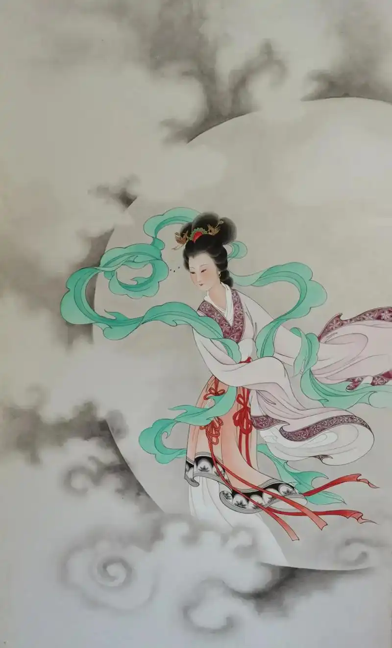 嫦娥奔月#工笔画 #带你走进画里 #仙气飘飘 - 抖音