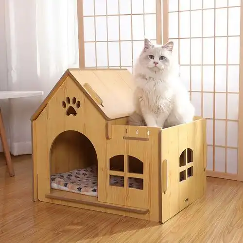 木狗窝四季通用房子型猫窝狗房狗屋产房狗笼中小型犬泰迪金毛狗床