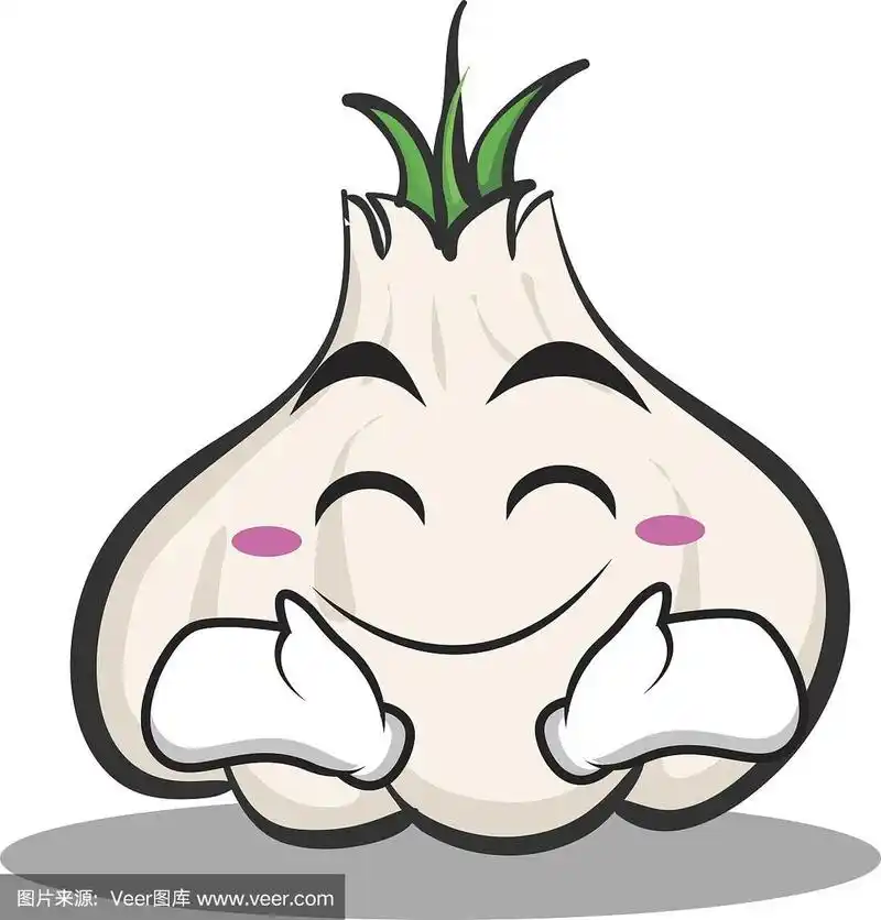 笑脸大蒜卡通人物矢量插图